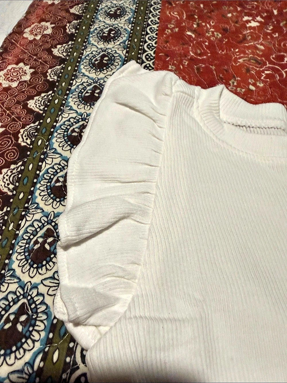 Baby GAP Ribbed Ruffle Sleeve Off-White Top - Picture 3 of 6